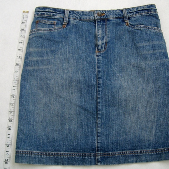 IZOD Jeans Mini Skirt Short Above Knee Indigo Blue Denim Cotton Blend Pockets 8 - Picture 2 of 8